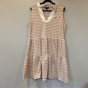Nautica Jeans Tiered Striped Dress Cream Gold Women's‎ Size XL